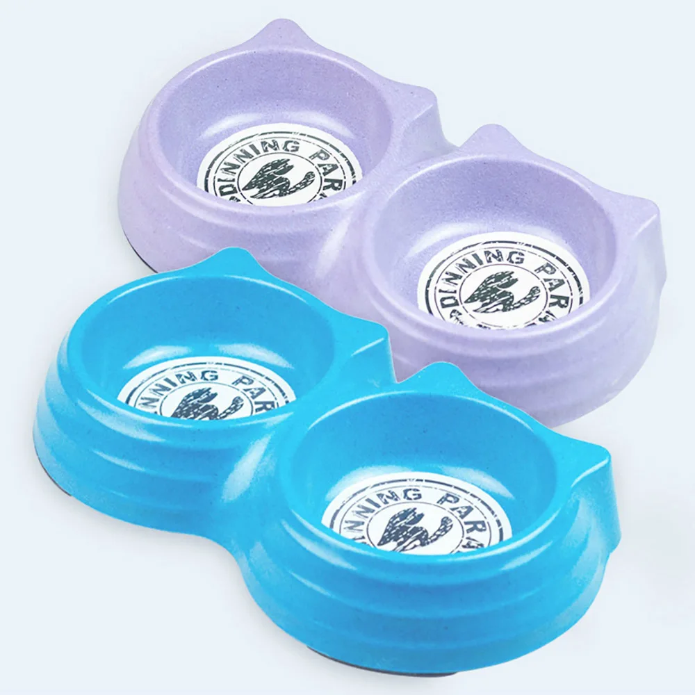 Миска для домашних животных из бамбукового волокна двойная миска собак кошек