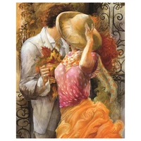 full squareround drill 5d diy diamond painting sweet couple kiss cross stitch embroidery mosaic wedding decoration gifts l08
