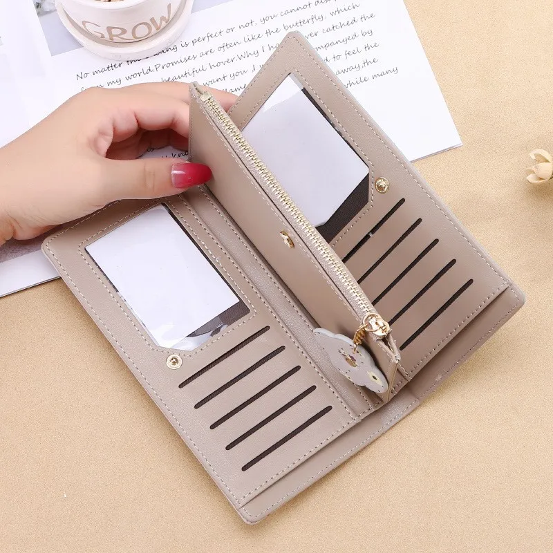 

Patchwork Prints Female Long Hasp Clutch Fashion Zip Soft Leather Credit Card Holder 3 Fold Women Pocket Wallet Small Coin Burse