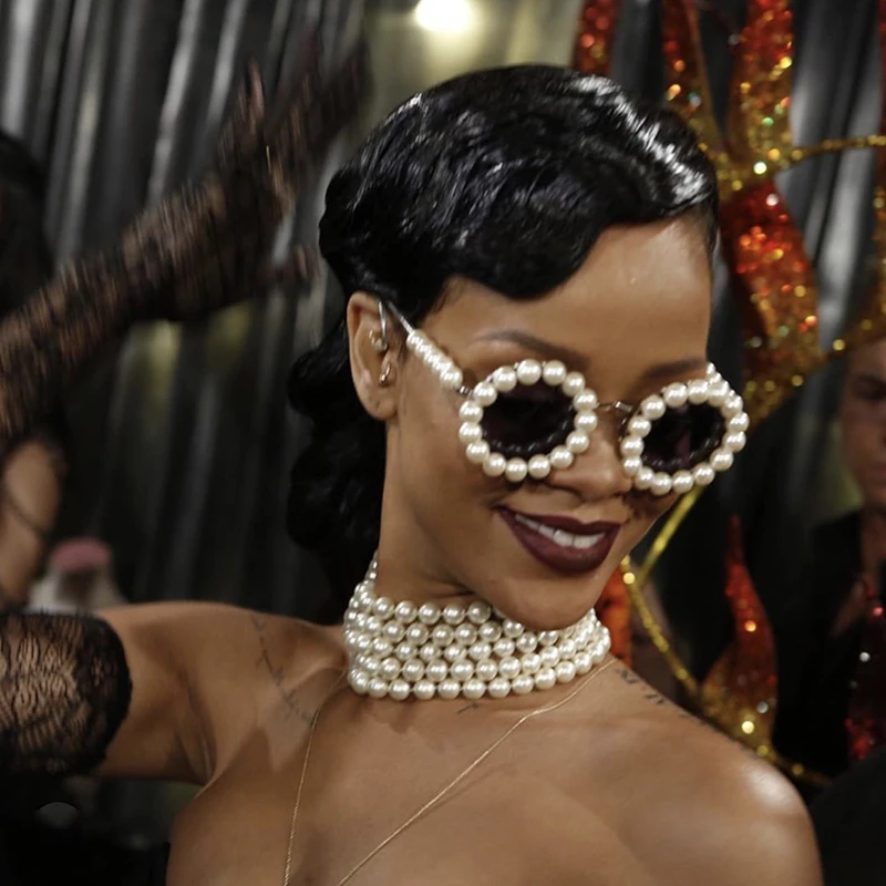 ZT Круглые Солнцезащитные очки с жемчугом Женские винтажные маленькие оправы