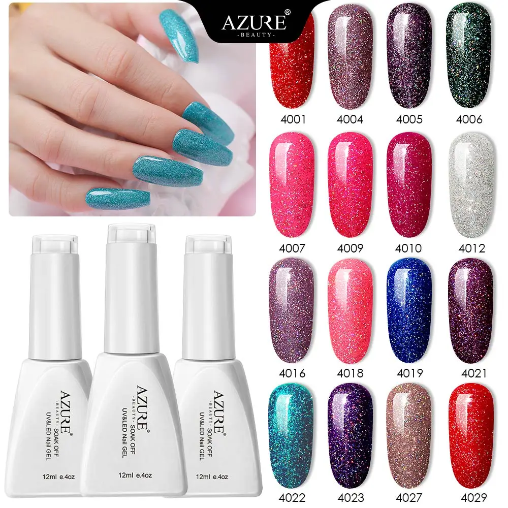 Лазурный Красивый Блестящий лак для неоновый УФ Гель впитывающий Блестящие