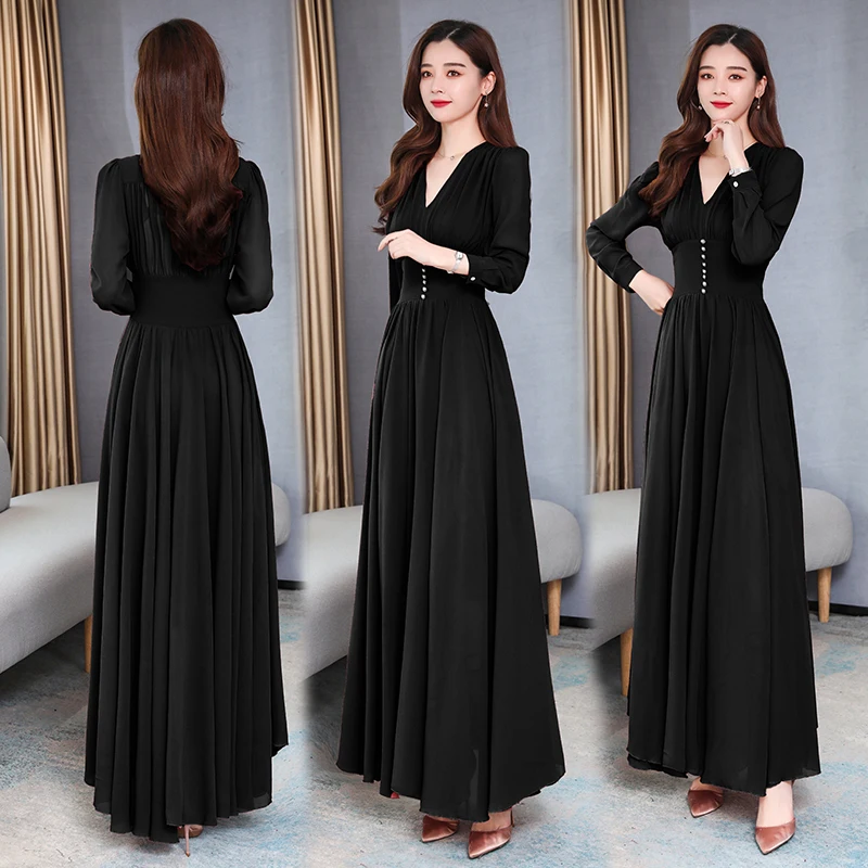 

New Vintage Women dress Chiffon French Platycodon Grandiflorum Intelligence Fume Fairy Dresses White Red Pink Black 117