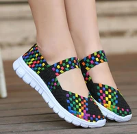 2020 women sneakers woven shoes fashion light breathable 10 colors mesh lightweight casual shoes women womens vulcanize shoes