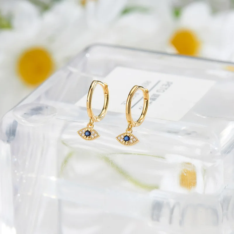 

925 Sterling Silver jewelry with devil's eye zircon earrings Korean version fashion temperament hypoallergenic earrings