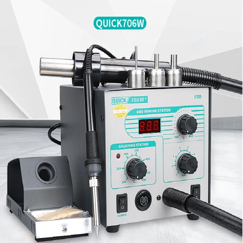 

MASTERXU QUICK 706W+ Digital Display Hot Air Gun + Soldering Iron Anti-static Temperature Lead-free Rework Station 2 in 1