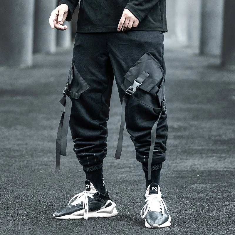 

Hip-Hop Multi-Pockets cargo pants men silk wide loose Sweatpants trousers Harajuku Fashion Trousers Jogging Pants Men Clothing