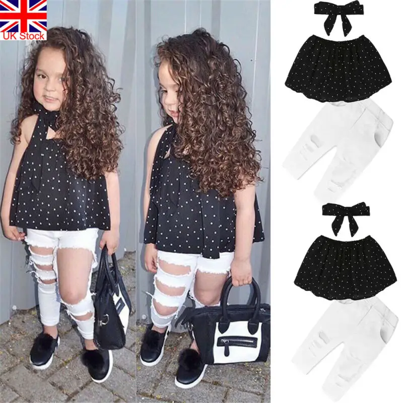 Комплект из 3 предметов Детская летняя одежда для маленьких девочек укороченные