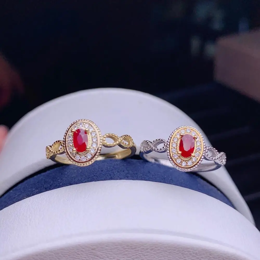 Shilovem серебро 925 пробы натуральный красный рубин кольца хорошее ювелирное изделие