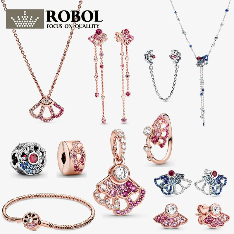 

Оригинальное ожерелье из стерлингового серебра 925 пробы, очаровательные серьги-подвески, новое ограниченное издание, серия голубых и розов...