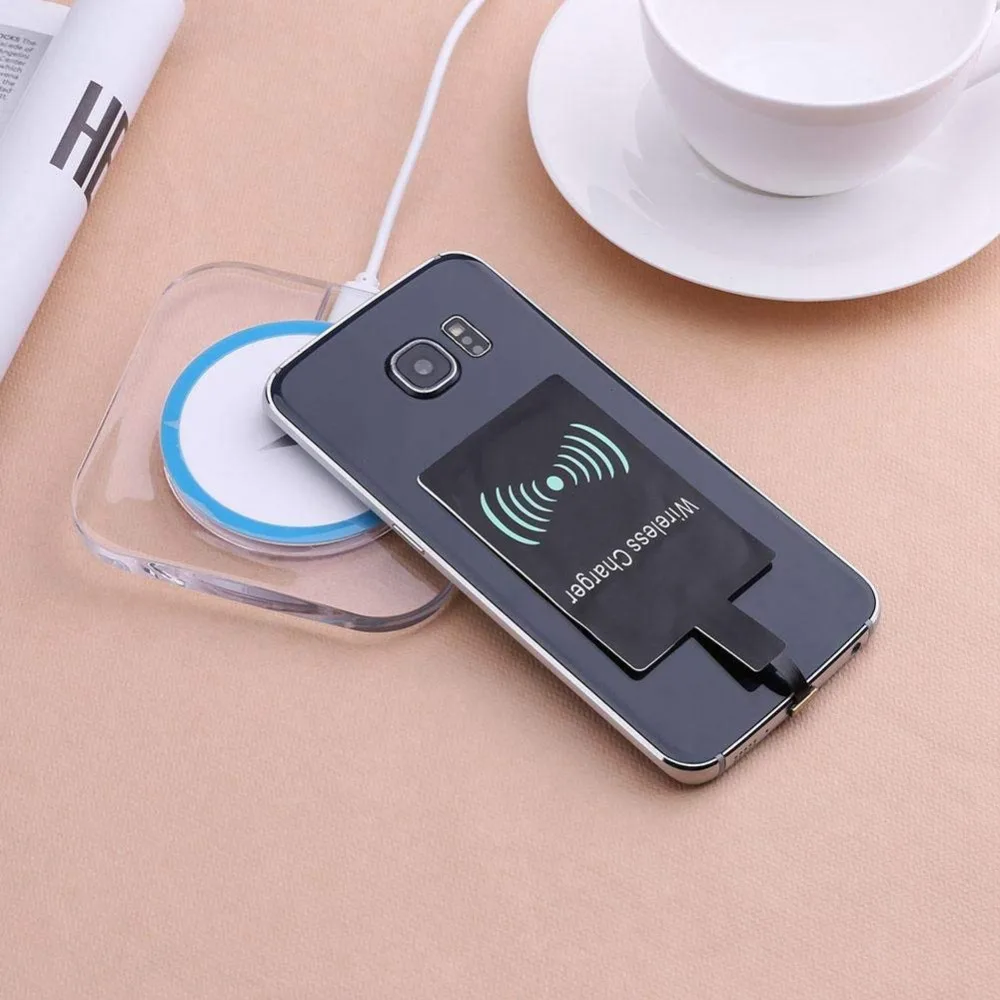 For iPhone 6 7 Micro Usb Qi Wireless Charging Receiver Adapter For Xiaomi Redmi Note 6 Huawei Honor Microusb Charger For TYPE-C