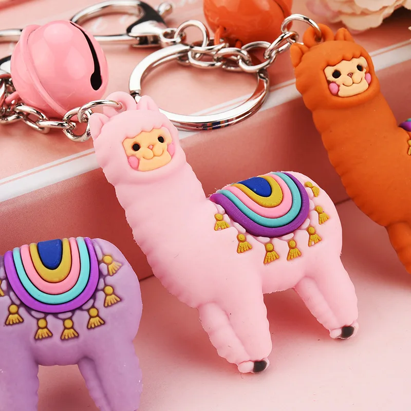 

2021 New Style Three-dimensional Alpaca Animal Keychain Cartoon Doll Car Key Pendant Student School Bag Pendant Girl Gift