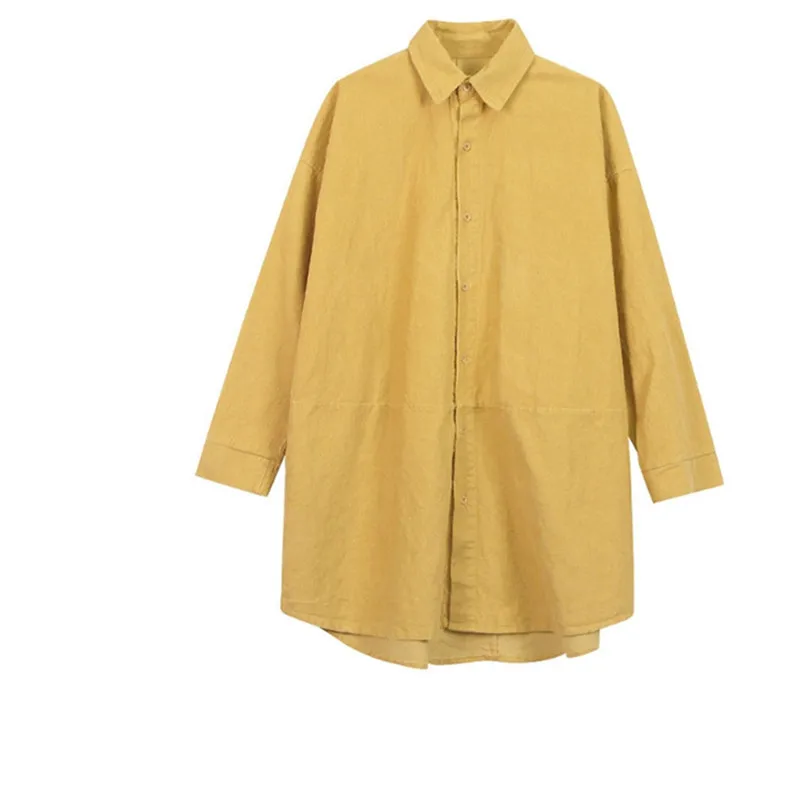 Куртка женская Вельветовая с воротником поло модная длинная свободная рубашка