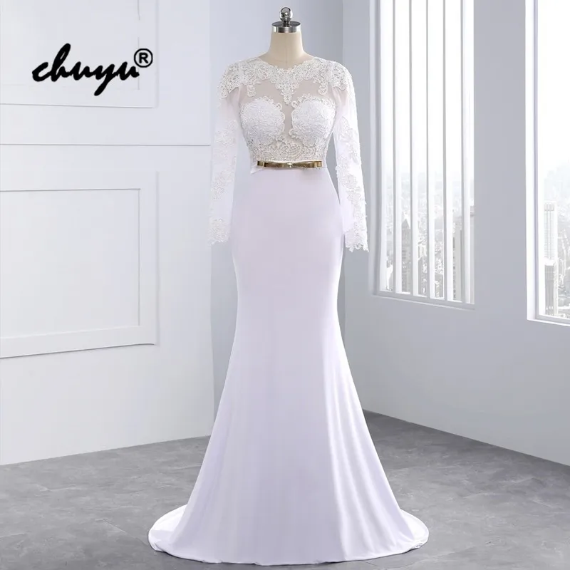 Реальное изображение мусульманских свадебных платьев эластичные атласные