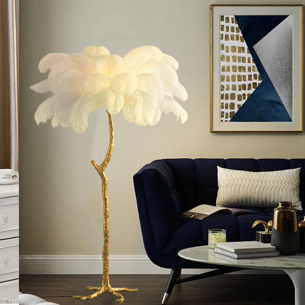 Напольная Лампа с перьями СВЕТОДИОДНЫЙ Красочный креативный светильник для