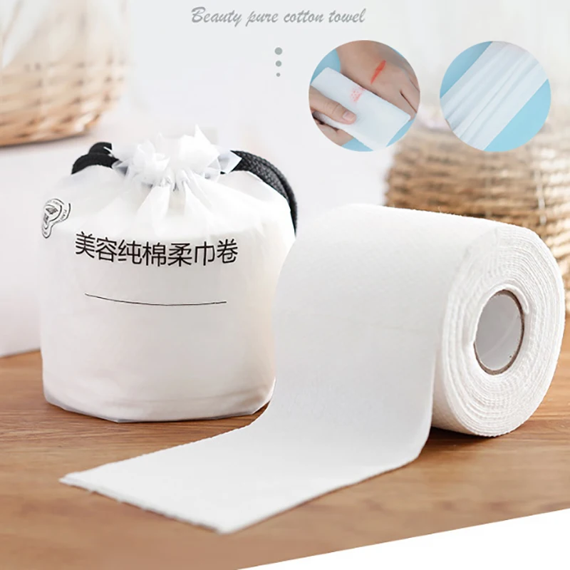 

Disposable Face Towel Cleansing Pearl Pattern Soft Fiber Cotton Pad Beauty Wet And Dry Wipe Washcloth Portable Travel 1 Roll