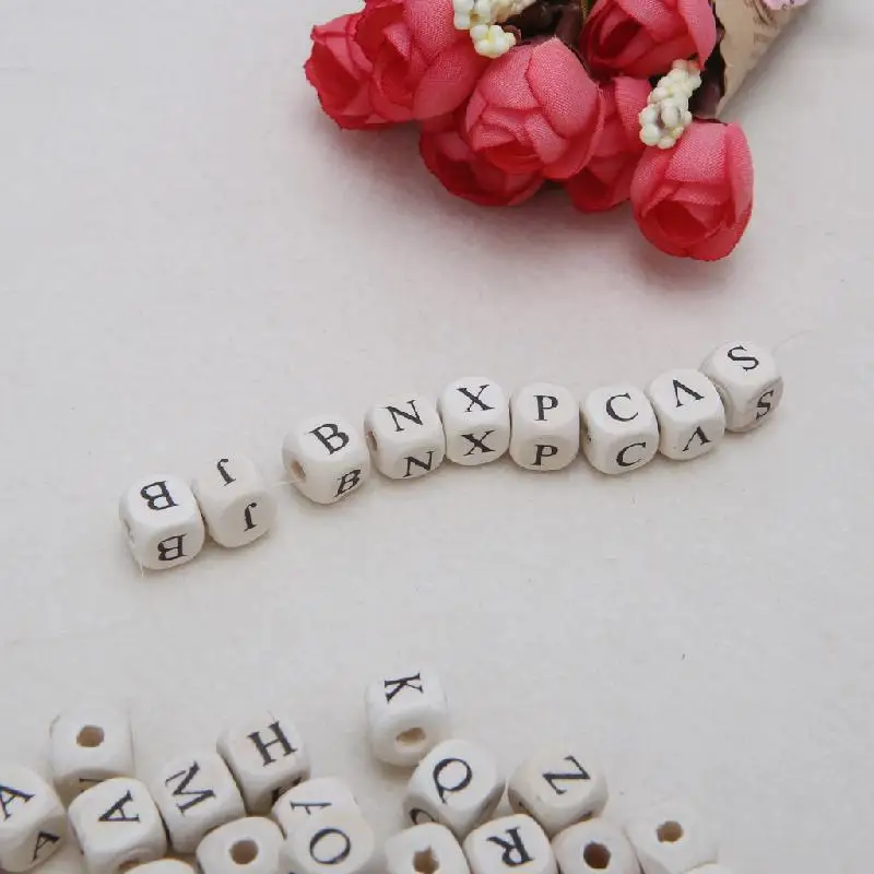 Деревянный Алфавит бусина буква для игрушечный браслет ожерелье ювелирные