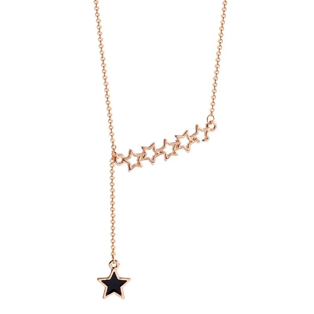 

Stars Necklace for Women 2021 Korean Fashion Aesthetics Rose Gold Accessories Simple Titanium Jewelry Charm Clavicle Chain Gift