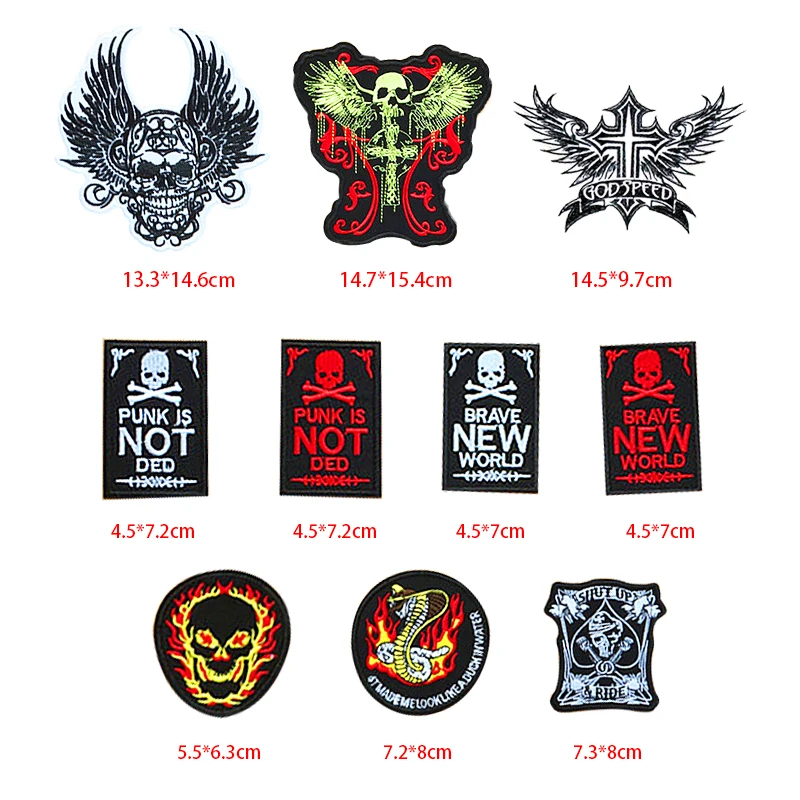 20 шт./лот Сделай Сам панк рок одежда патч патчи для одежды Череп железо на вышитые