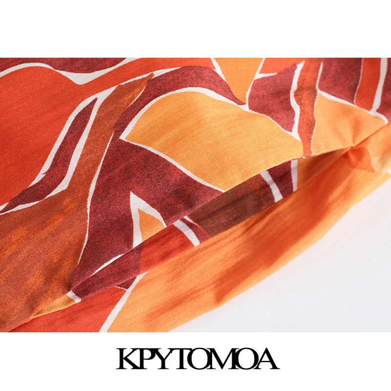 

KPYTOMOA Women 2021 Chic Fashion With Darts Printed Bermuda Shorts Vintage High Elastic Waist Side Pockets Female Short Pants
