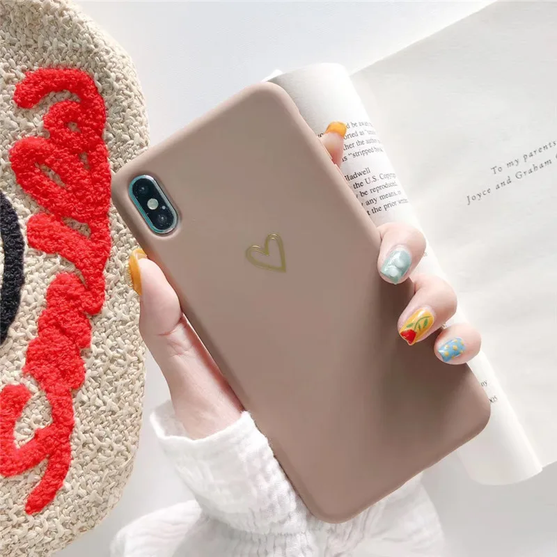 Чехол для телефона с покрытием сердечками iPhone 12 Mini 11 Pro Max XR XS 6 7 8 Plus X карамельных