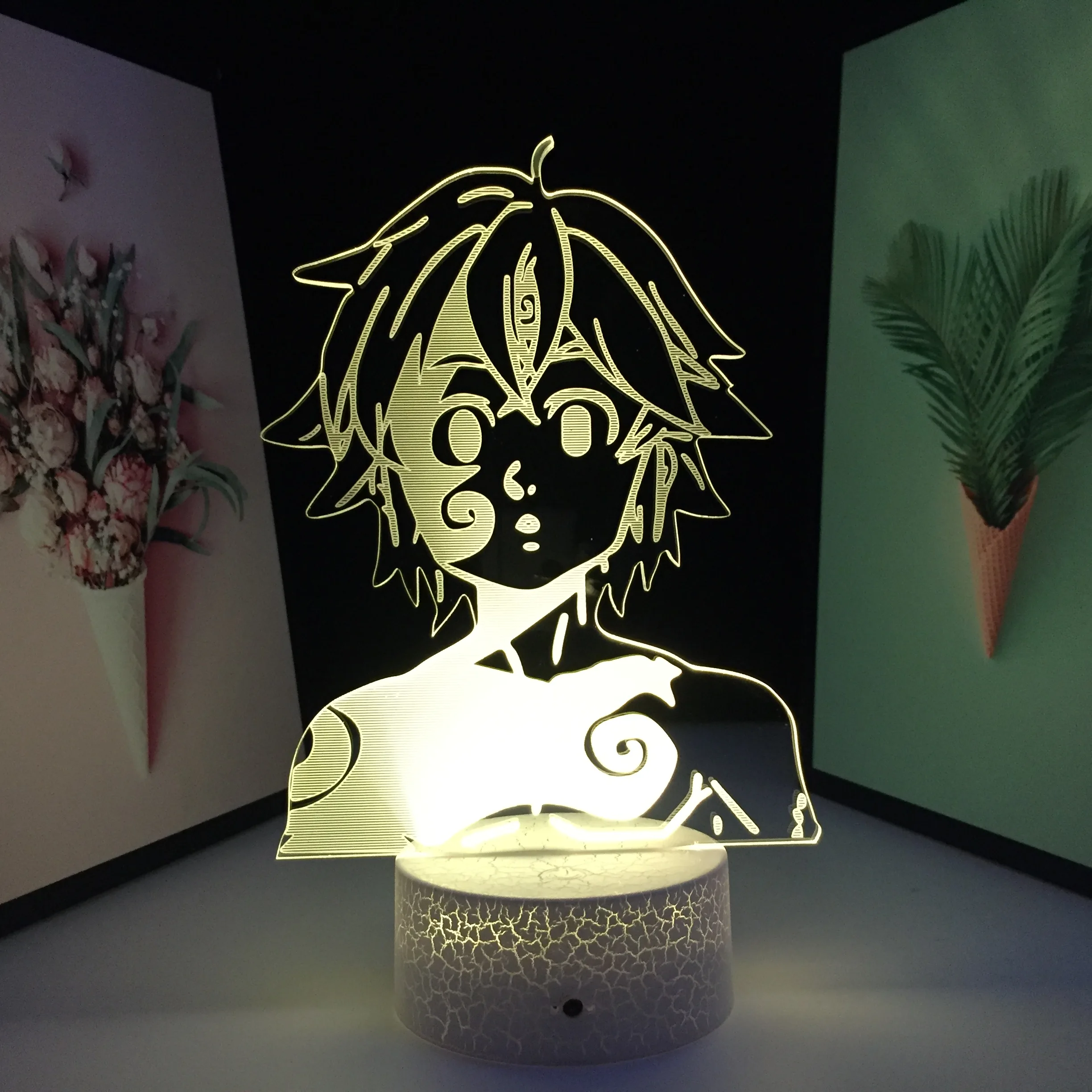 

Аниме фигурка из семи смертных грехов мелиодас 3D светильник для детской спальни украшение манга Светодиодная настольная лампа акриловый п...