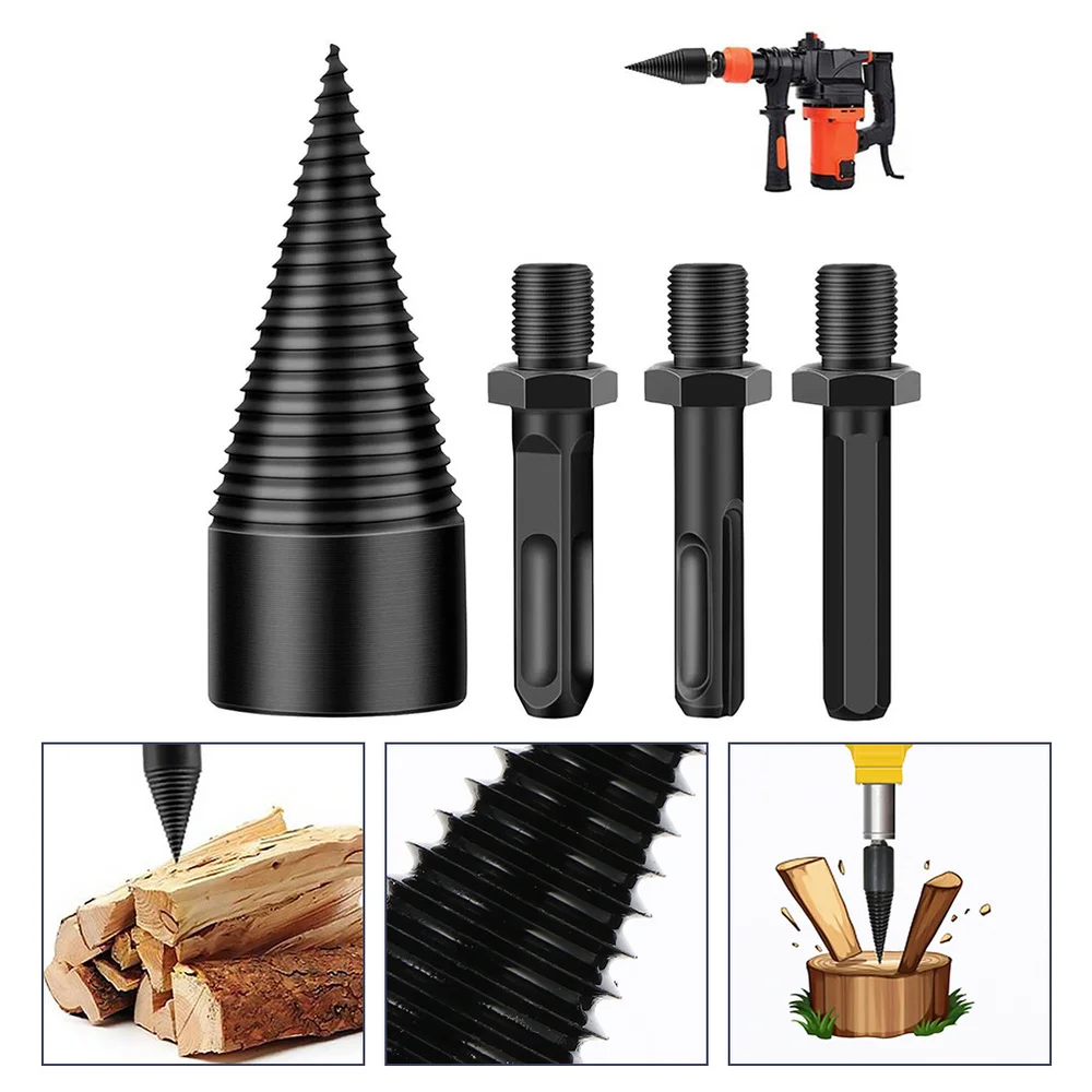 

1 Set 45mm High Steel Wood Splitting Cone Firewood Drill Bit with Handle
