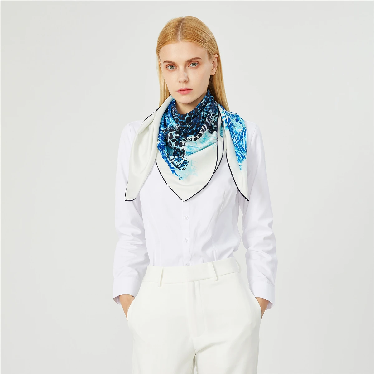 Роскошный большой квадратный шелковый шарф &quotJungle Leopard&quot шаль Хиджаб для женщин