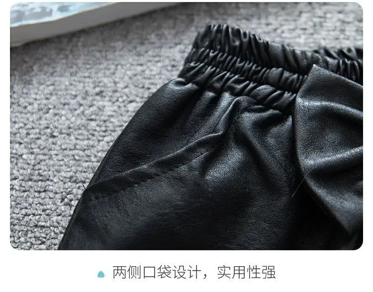 Бархатные леггинсы для девочек новинка весны 2021 кожаные брюки P4439 | Детская