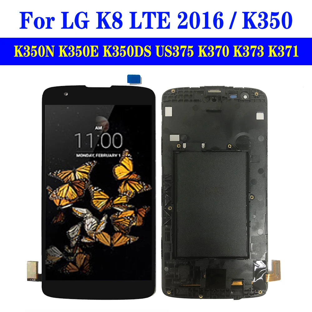 Экран дисплея для LG K8 LTE 2016 K350, ЖК-дисплей с рамкой K350N K350E K350DS US375 K370 K373, сенсорный дигитайзер в сборе, сменный 5 Экран дисплея для LG K8 LTE 2016 K350, ЖК-дисплей с рамкой K350N K350E K350DS US375 K370 K373, сенсорный дигитайзер в сборе, сменный 5