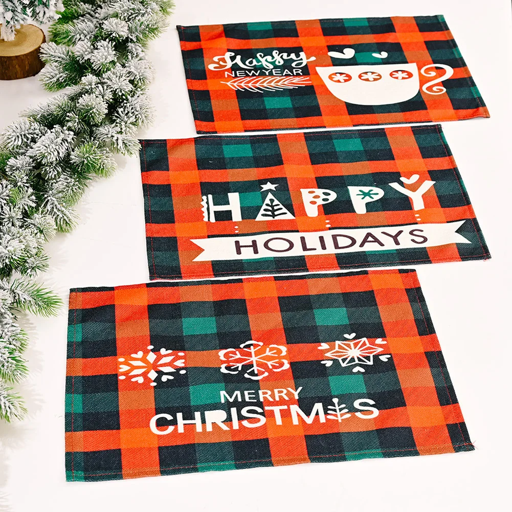 

Merry Christmas Placemat Ornament Kitchen Coaster Dining Table Mats Bowl Cup Pad Home Decor Xmas Gifts Navidad New Year 2022