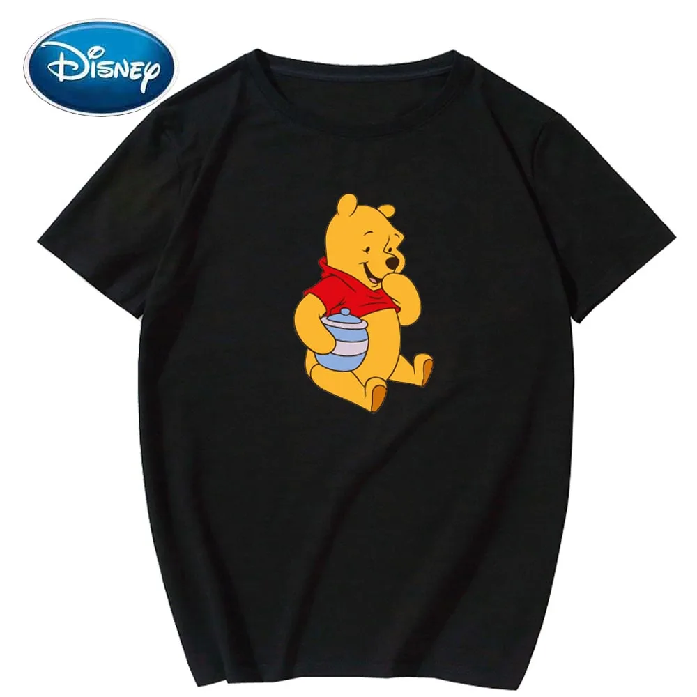 Дисней Мода Винни Пух медведь мультфильм печати пары Унисекс Женская футболка o