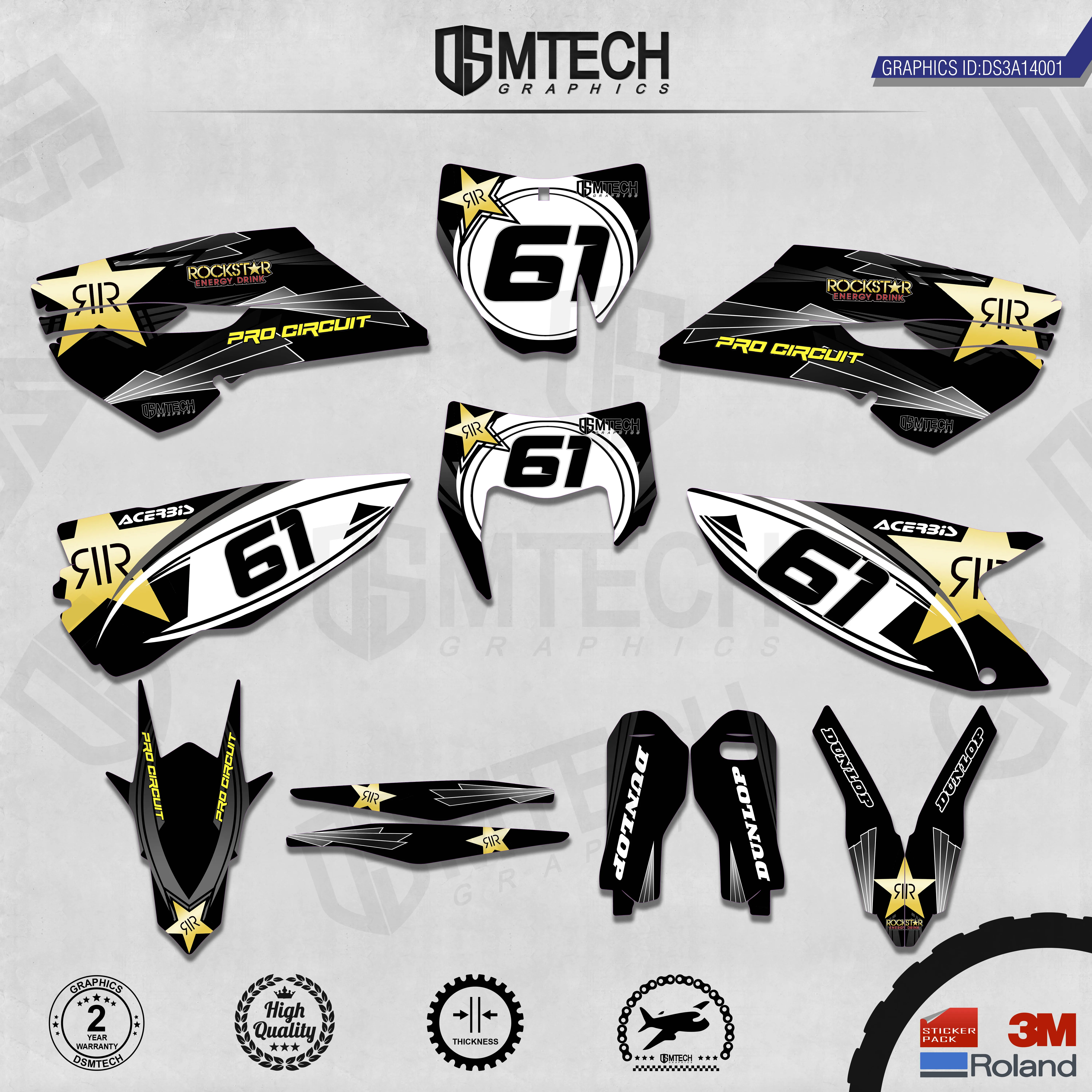 DSMTECH Customized Team Graphics Backgrounds Decals 3M Custom Stickers For 2014-2015TC-FC 2014-2016TE-FE 001