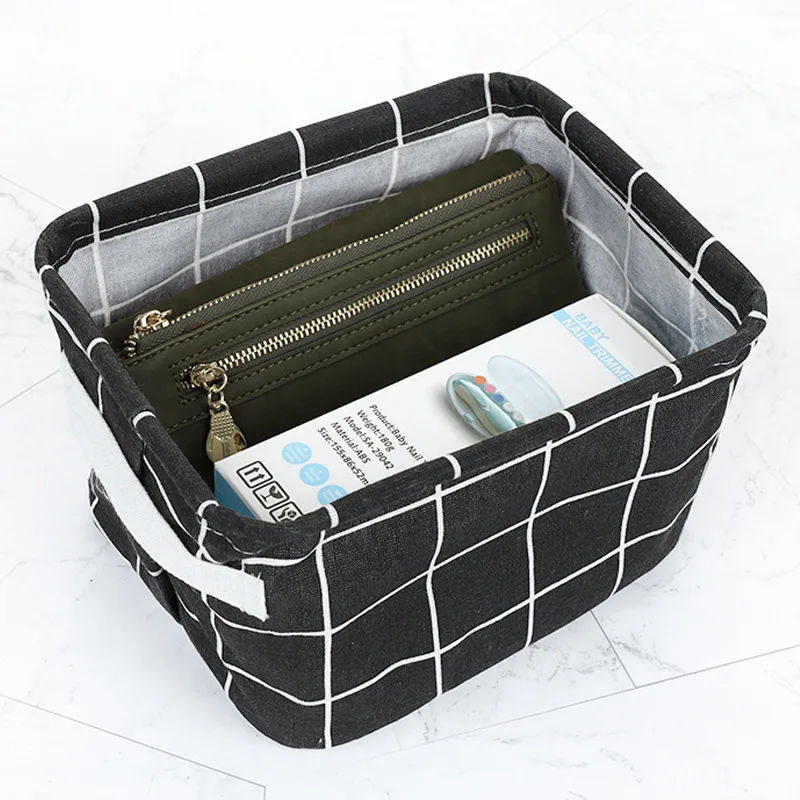 Решетчатая коробка для хранения в японском стиле из хлопко льняной ткани корзина