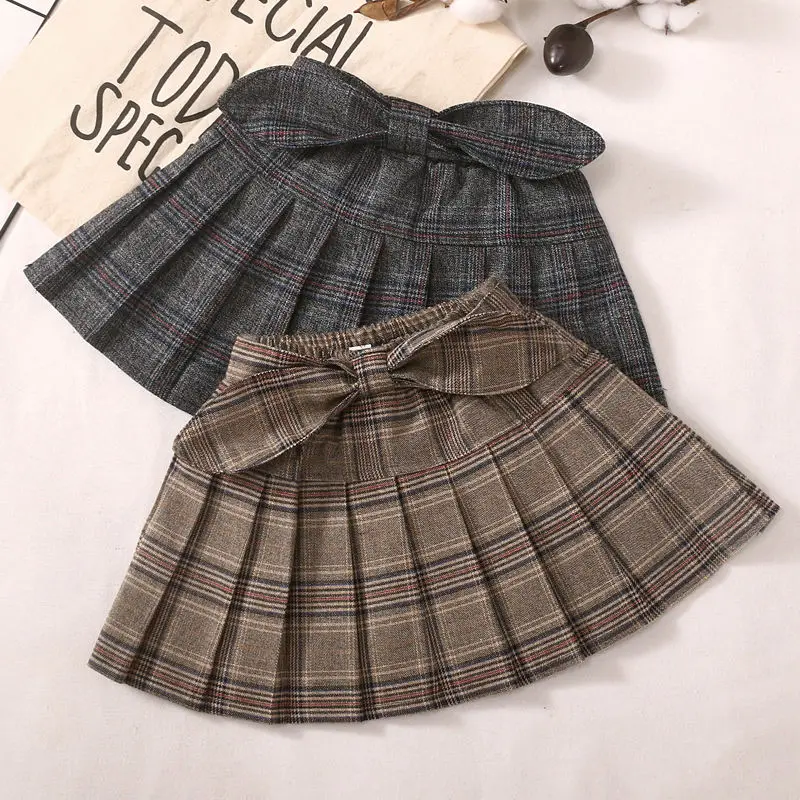 2019 весенне-осенняя клетчатая юбка для маленьких девочек модные детские шорты с