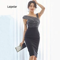 2020 new sexy off shoulder soild color elegant style party dress