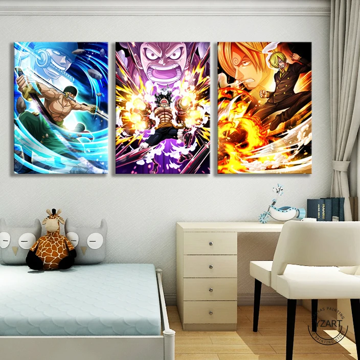 HD Canvas Print ONE PIECE Anime Poster Sanji/zoro/sanji One Piece Straw Hat Pirate Picture Artwork Paintings Wall Art | Дом и сад