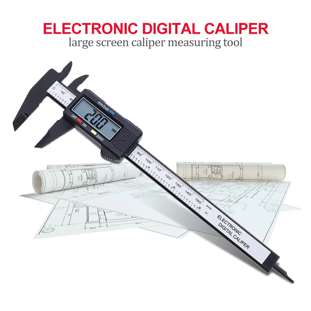 

Classic Texture Electronic Plastic Vernier Caliper Multi-functional Gauge Micrometer Practical Depth Measuring Tools