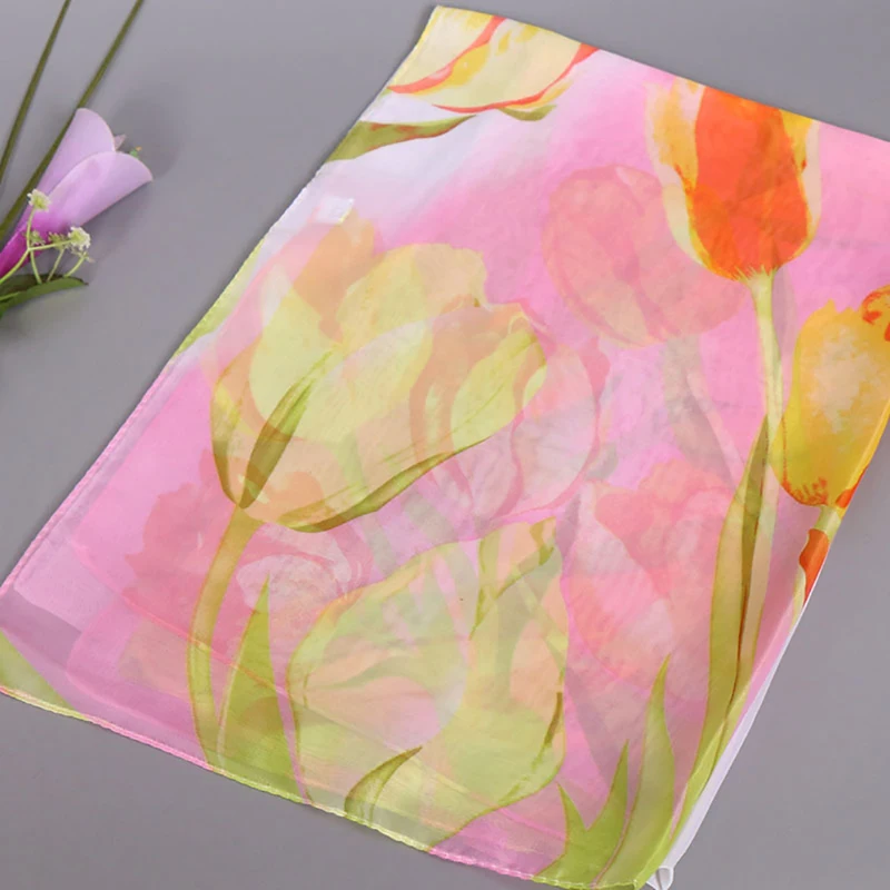 

Brand New Chiffon Scarf Women Spring Summer Silk Scarves Thin Flower Shawls And Wraps Foulard Print Hijab Stoles