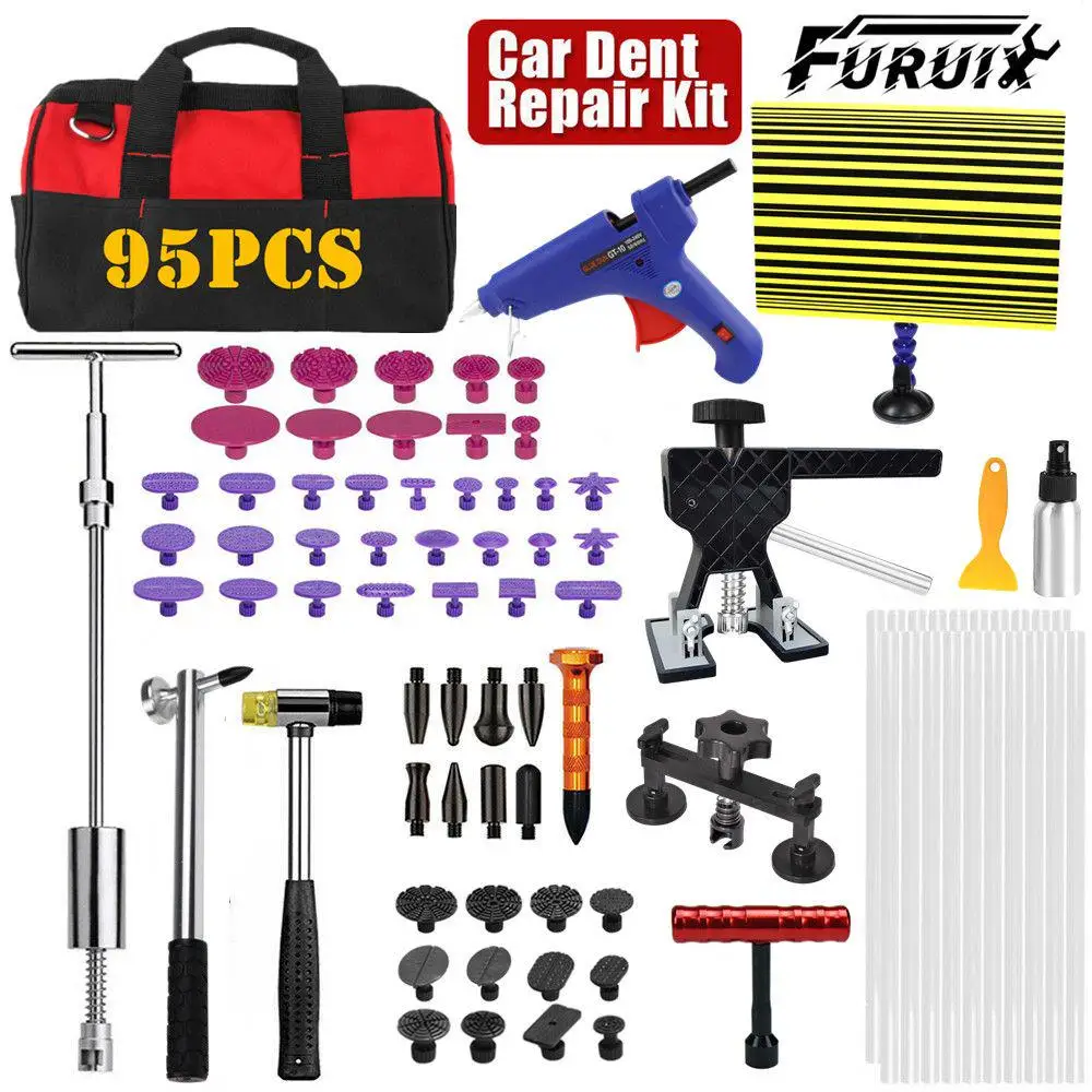 

95pcs Car No Paint Dent Repair Tool Car Body Dent Repair Kit with Rubber Gun Dent Puller Rubber Rod Dent Repair Kit Dent Repair