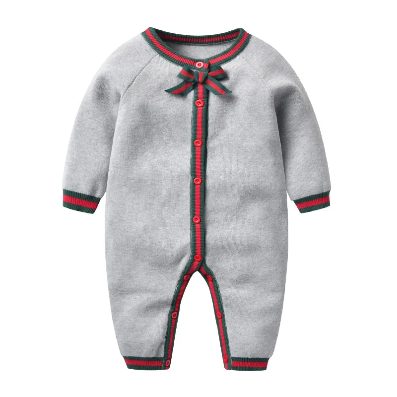 

Baby Rompers Newborn Bebes Unisex Jumpsuits 100%Cotton Knitted Grey Toddler Infant Boy Girl Overalls Autumn Winter Children Wear