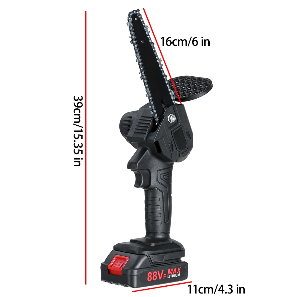 

1500W 6 Inch 88VF Mini Electric Saw Chainsaw Wood Cutter With Rechargeable Battery Woodworking Pruning One-handed Garden Tool