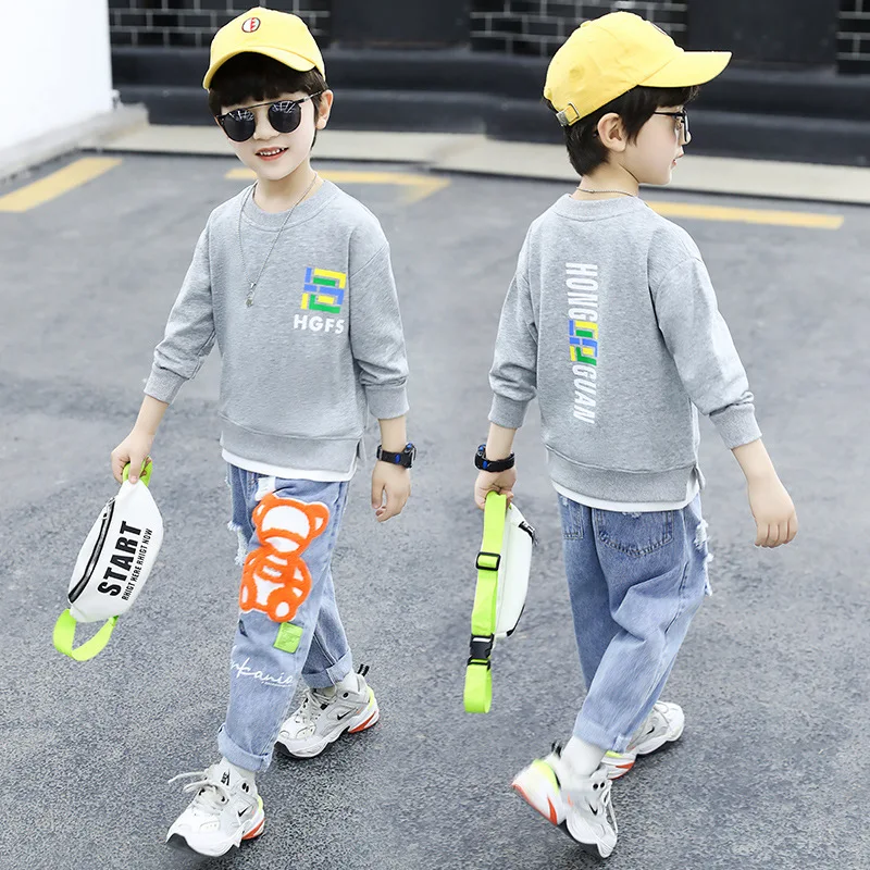 

Simple Scoop Spring Autumn Boys Clothing Suits Sweatshirts+ Pants 2pcs/Set Kids Teenager Sportswear School Uniform Tracksuit Hi
