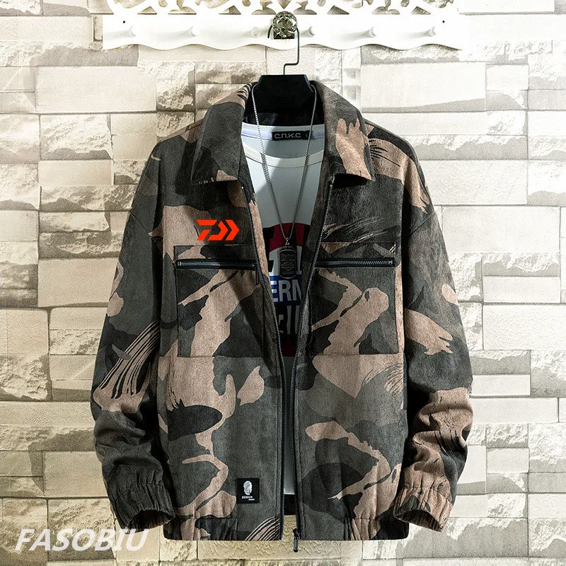 

2021 New Autumn Daiwa Outdoor Sports Fishing Clothing Large Size Men's Camouflage Fishing Jacket Zipper Sunscreen Hiking Clothes