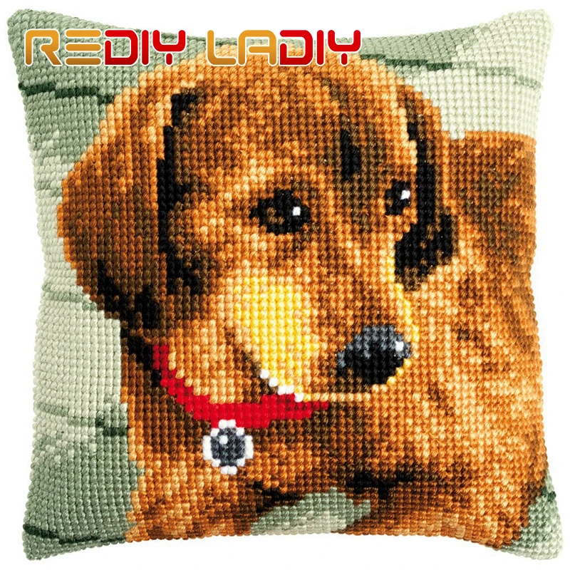 Сделай Сам подушка для вышивки крестом щенка собаки предварительно напечатанная