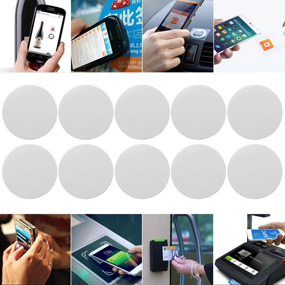 NFC метка Ntag 215 5 шт. Круглый Мини ключ брелок для ключей универсальный RFID 504 байт