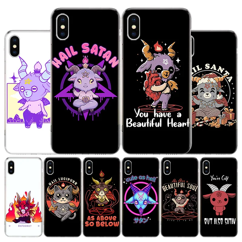 

Cute Hell Hail Satan Evil Cover Phone Case For Apple iPhone 11 12 13 Pro XR X XS Max 7 8 6 6S Plus + Mini 5S SE Print Shell