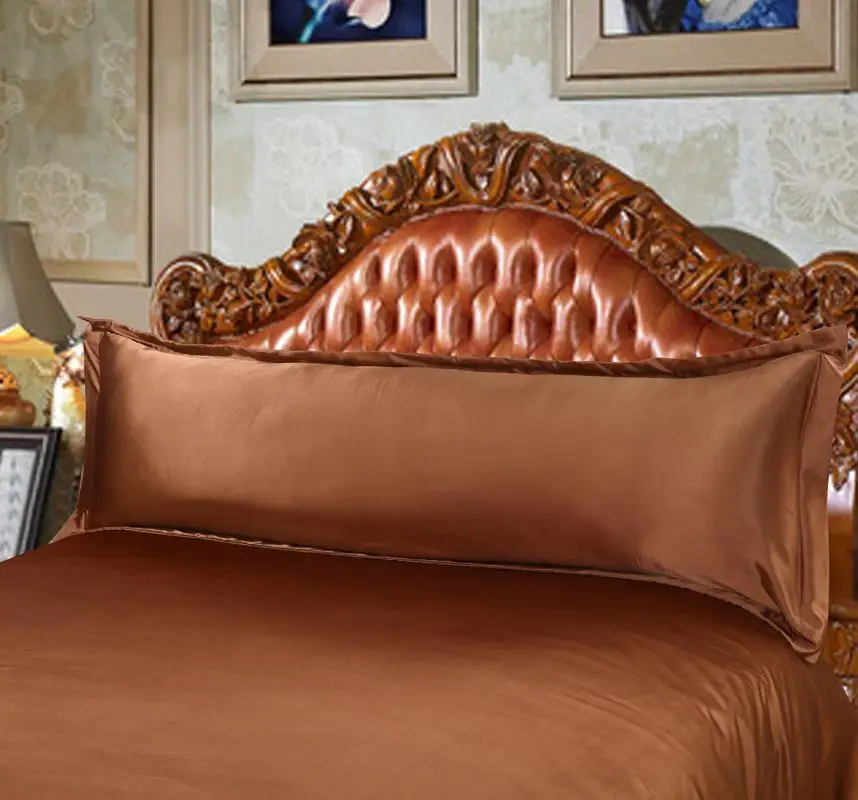 

53 120/150 Cm Long Pillowcase White Solid Pillow Case Cover Silk Satin Fabric Home Textile 1pc 2 Size for Bedroom