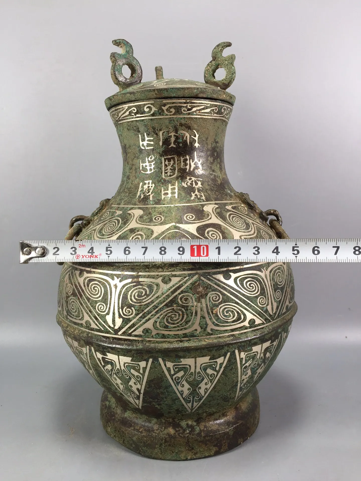 

LaoJunLu Bronze: Silver Double Ring Bottle Weighing 2.1Kg Imitation antique bronze masterpiece collection of solitary Chinese