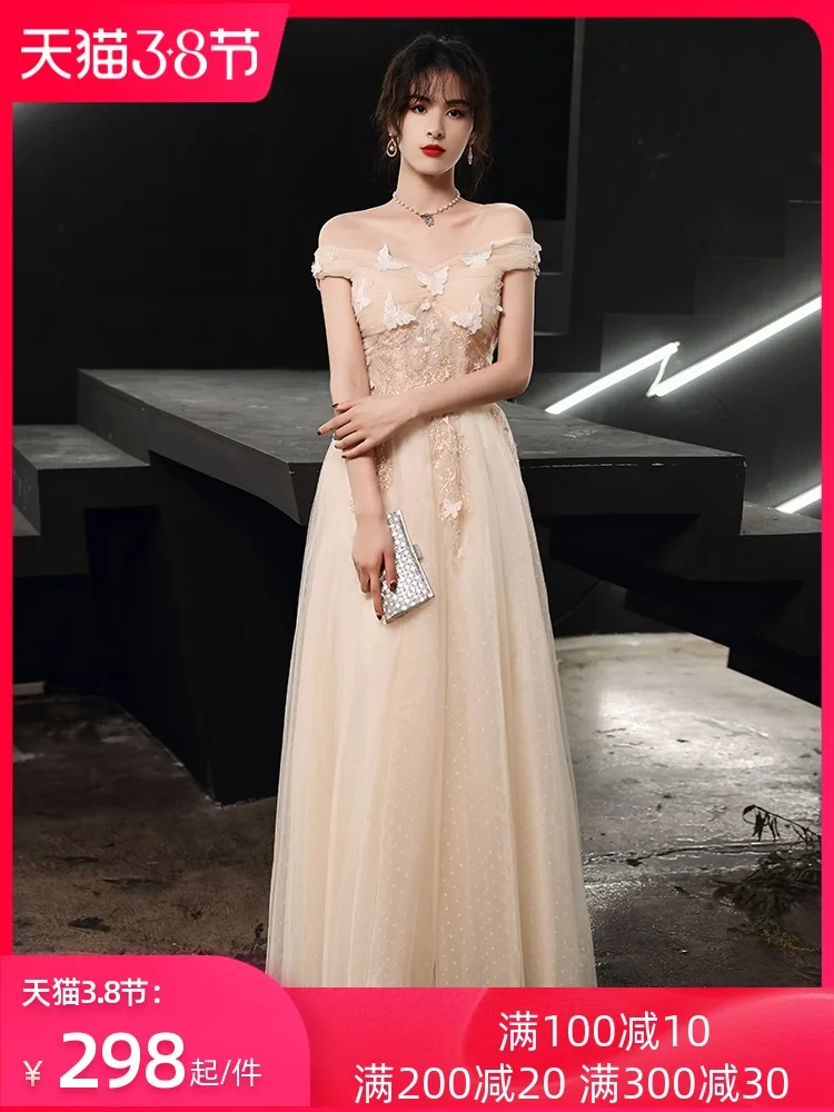 

Prom Dresses 2020 Elegant Boat Neck Butterfly Appliques Lace A-line Floor-length Long Women Evening Gowns Plus Size