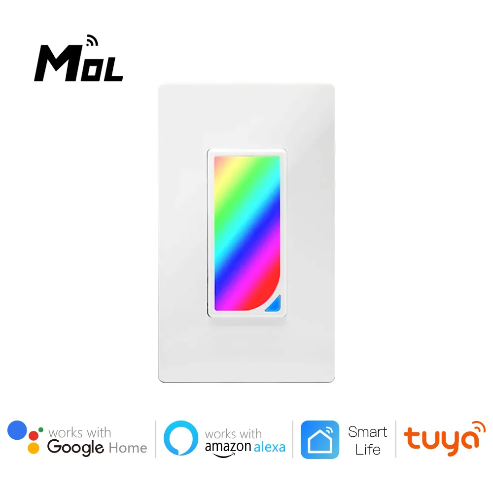 

MOL US WiFi Smart Wall Switch Push Button Timer Relay Switch Voice Remote Control RGB LED Night Light Lamp Alexa Google Home